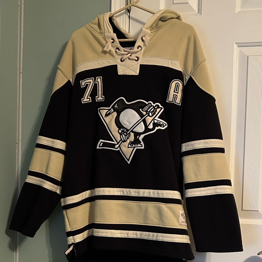 NHL Old Time Hockey Pittsburgh Penguins Laced Jersey Hoodie (Malkin #71)